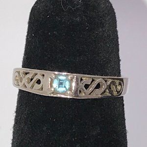 Sterling Silver And Blue Topaz Ring, Size 8